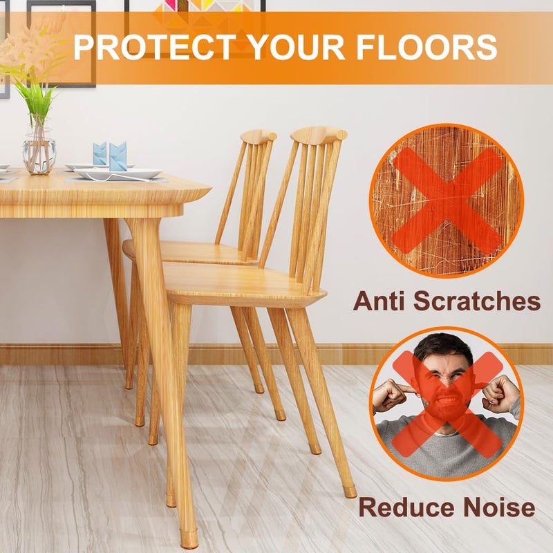 VIUME 32 Pcs Chair Leg Floor Protectors for Hardwood Floors Silicone Covers to Protect Wood Tile Floors Scratches Felt Pads Furniture Leg Caps Reduce Noise (Fit:0.9""-1.29"") - Image 4